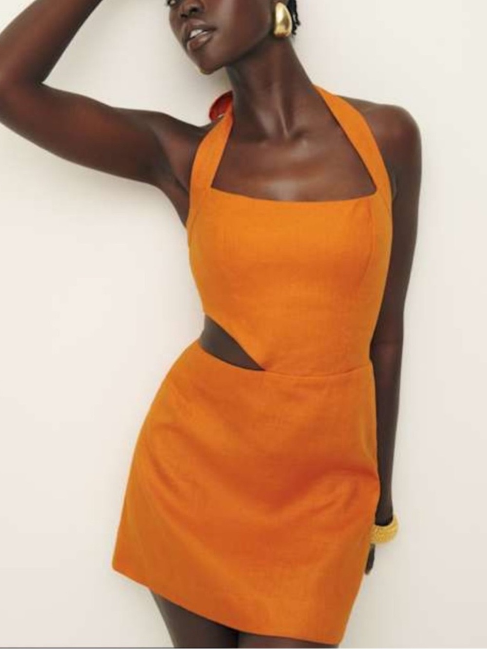 Reformation Valli 100% Linen Dress in Nectarine NWT
